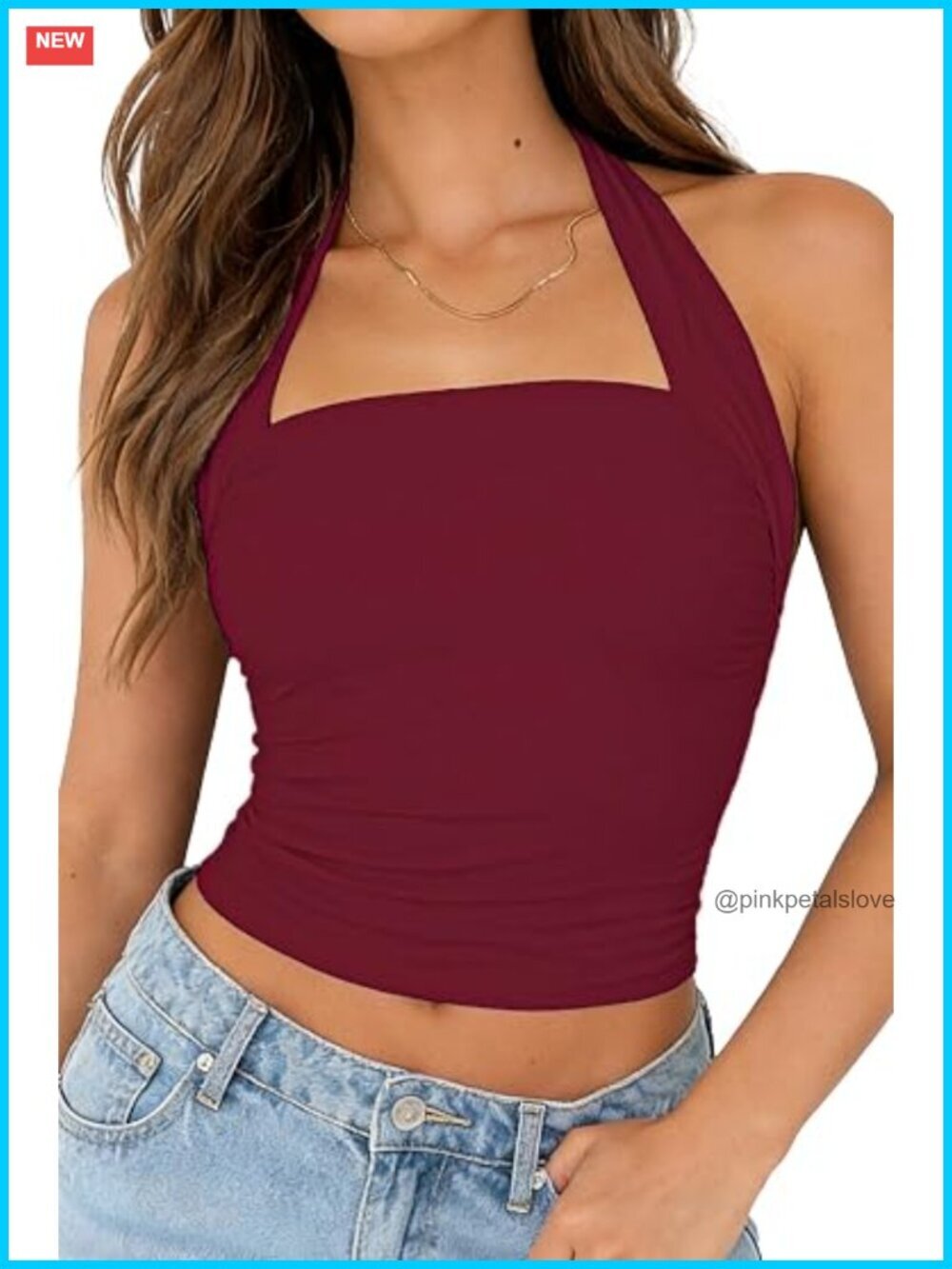 Double Lined Nylon Halter Crop Tank Top Backless Going Out Summer Y2K